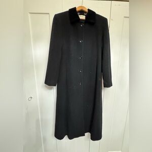 Albert Nipon Long Black Button-Front Dress Coat